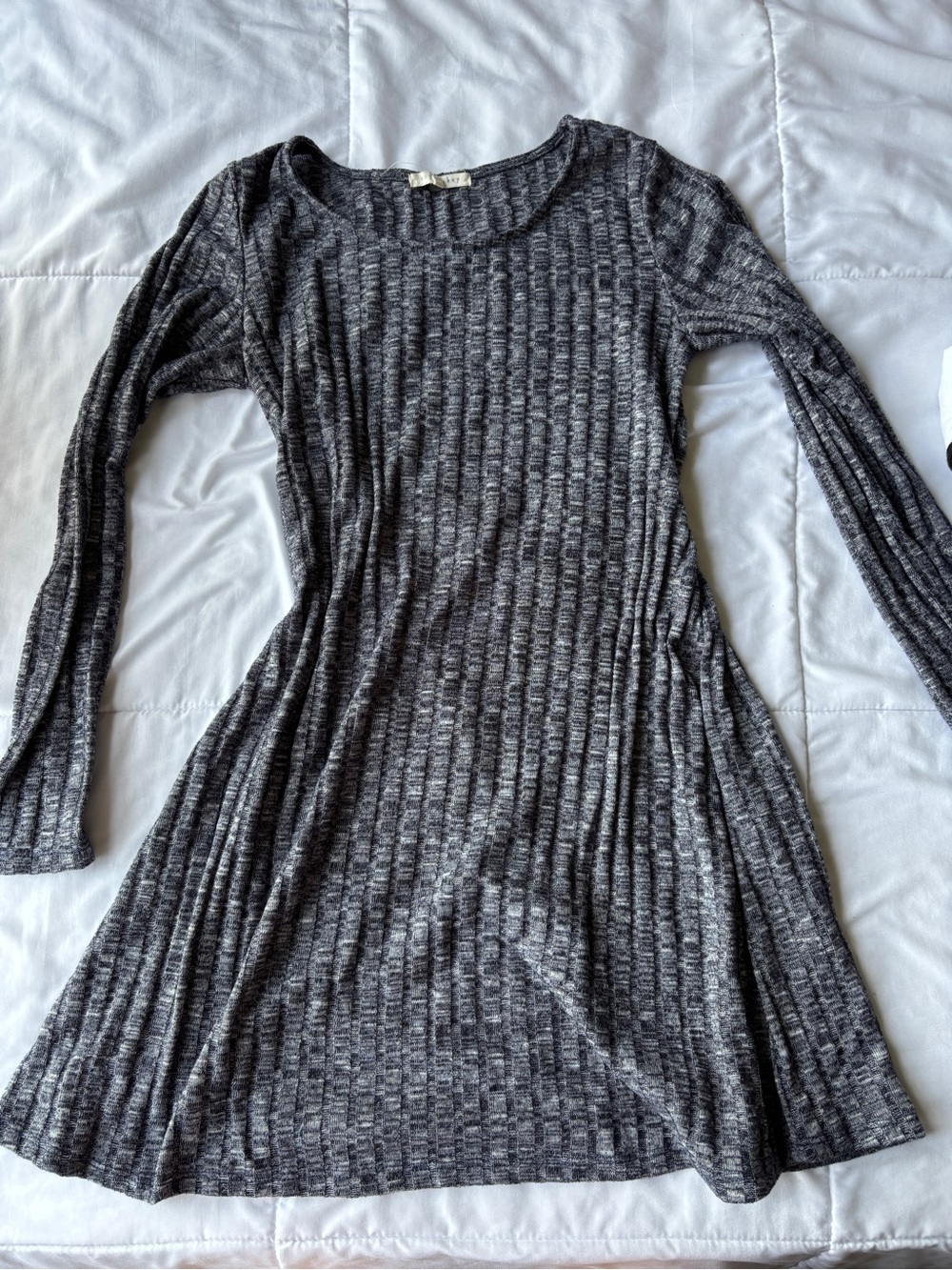 Copper Key Heathered Gray Ribbed Knit Dress